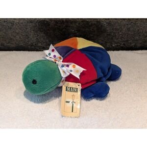 Vintage First & Main Babe E Turtle Beanie Rattle Plush Primary Color Block Tag